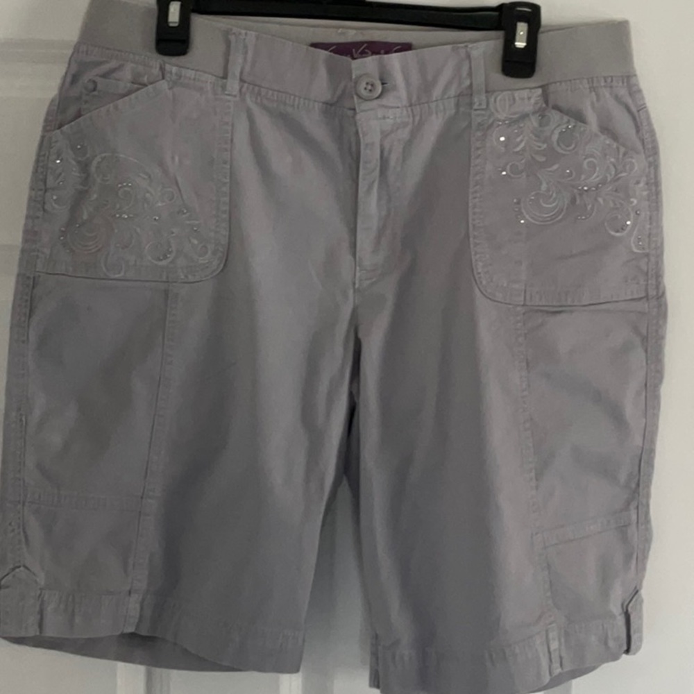 Women's Gray Embellished Shorts